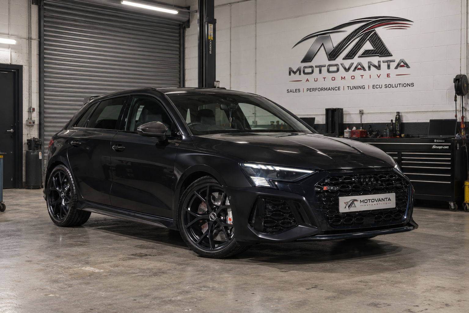 Audi RS3 Sportback receiving mechanical work at Motovanta